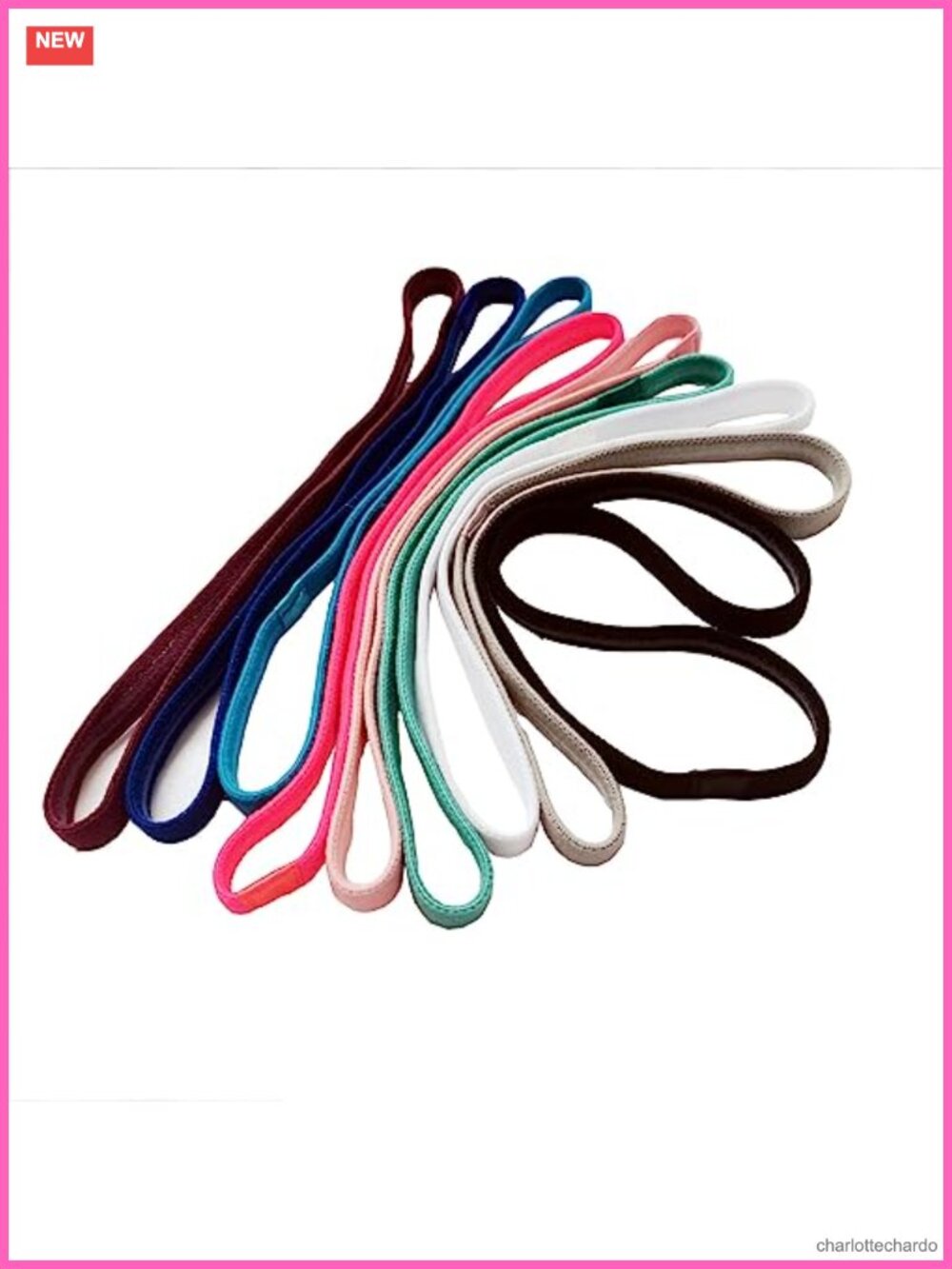 9pc Elastic Thin Stretchy Skinny Non-Slip Sports Headbands Unisex